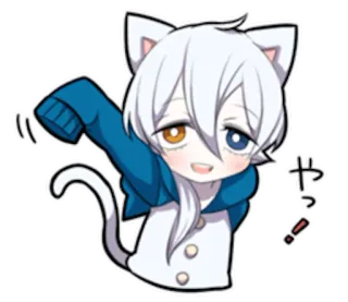 👋 やっ！ anime, mèo, dễ thương, chibi, kawaii, manga telegram sticker