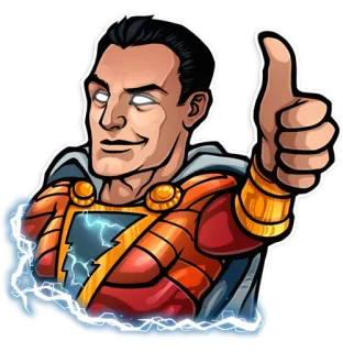 👍 Shazam Shazam, superhero, DC Comics, comic book, lightning, thumbs up telegram sticker