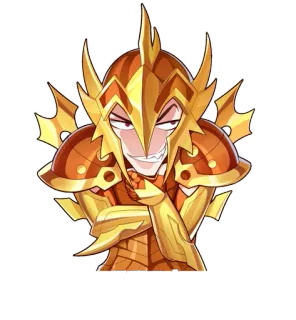 😈 armadura, vilão, fantasia, personagem, arrogante, malvado, ouro telegram sticker