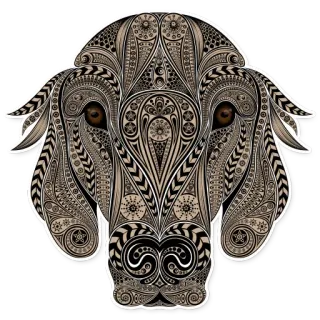 🦮 dog, animal, art, pattern, illustration, decorative telegram sticker