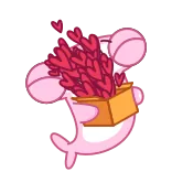 🥰 serca, miłość, słodkie, kreskówka, różowy, pudełko, walentynki, delfin telegram sticker