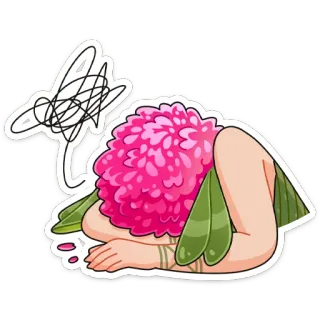 🤦‍♀️ ดอกไม้, เศร้า, เหนื่อย, อารมณ์, สีชมพู, พืช, น่ารัก telegram sticker