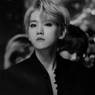 ✖️ kpop, chanteur, homme, noir et blanc, musique, idole telegram sticker