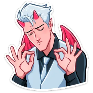 👌 恶魔, 魔鬼, 翅膀, 西装, 角色, 角, OK手势 telegram sticker