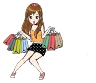 🛍 shopping, cartoon, woman, bags, fashion telegram sticker