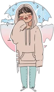 ☺️ girl, hoodie, cartoon, cute, kawaii, anime, character telegram sticker