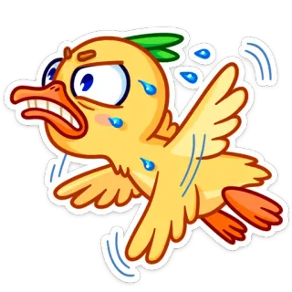 😠 duck, cartoon, angry, flying, sweating, stressed whatsapp sticker