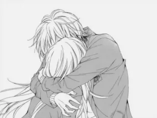 🤍 anime, hug, manga, love, couple, affection telegram sticker