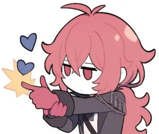 🌟 Diluc Genshin Impact Anime, Video game, Hati, Menunjuk, Lucu whatsapp sticker