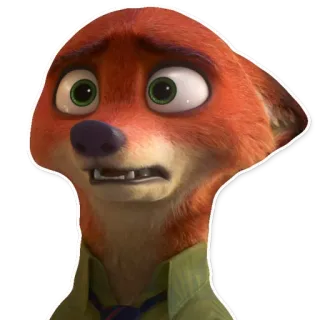 😦 Nick Wilde Zootopia zorro, dibujos animados, animal, personaje, disney telegram sticker