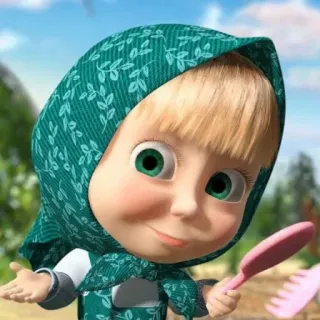 😏 Masha Masha and the Bear cartoon, kind, meisje, Masja, roze telegram sticker