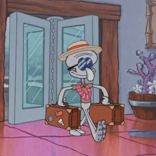 💎 Squidward Tentacles SpongeBob SquarePants Squiddi Tentacolo, Spongebob, Cartone animato, Vacanza, Bagaglio, Spiaggia telegram sticker