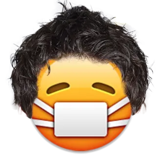 😷 emoji, mask, covid, pandemic, hair, face telegram sticker
