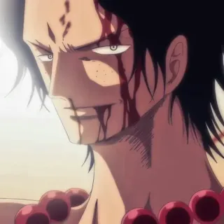 ♠ Portgas D. Ace One Piece 动漫, 海贼王, 角色, 波特卡斯·D·艾斯, 血, 受伤 telegram sticker