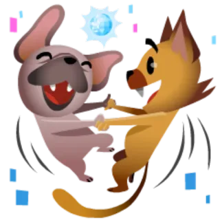 👬 Desenho animado, Animais, Amigos, Dançando, Celebração telegram sticker
