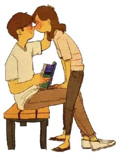 😒 couple, amour, lecture, mignon, dessin animé, relation whatsapp sticker
