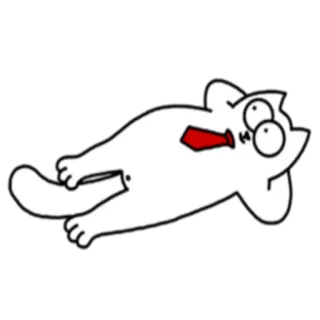 😌 gato, desenho animado, gato branco, gravata vermelha, engraçado, animal, adesivo whatsapp sticker