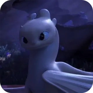 😕 Light Fury How to Train Your Dragon дракон, белый, животное, милый, мультфильм whatsapp sticker