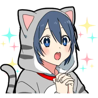 ✨ Anime, Dibujos animados, Gato, Lindo, Chica, Manga telegram sticker