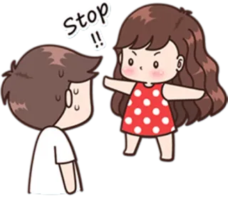 😠 Stop !! dibujos animados, pareja, stop, discusión, relación telegram sticker