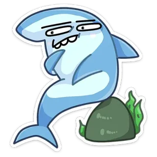 🤔 tiburón, dibujos animados, pez, mar, animal telegram sticker