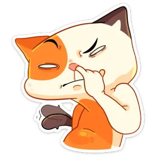 🤤 แมว, สัตว์, นิ้วกลาง, หยาบคาย, การ์ตูน telegram sticker