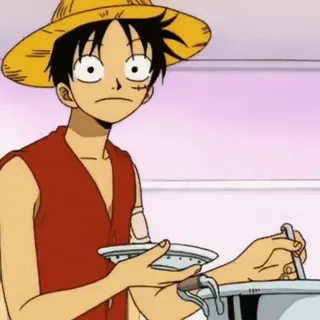 😐 Monkey D. Luffy One Piece Anime, Cuisine, Manga, Luffy, Chapeau de paille telegram sticker