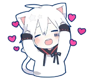 🥰 anime, cat, kawaii, hearts, cute, chibi whatsapp sticker