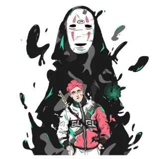 😎 No Face Spirited Away Sem Rosto, A Viagem de Chihiro, Anime, Máscara, Espada, Animação Japonesa telegram sticker