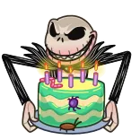 🎂 Jack Skellington The Nightmare Before Christmas 23 Jack Skellington, O Estranho Mundo de Jack, aniversário, bolo, velas whatsapp sticker