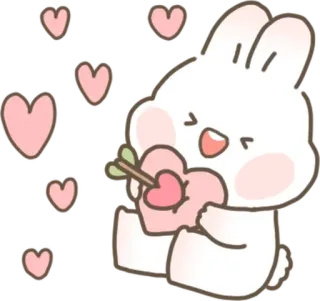 💬 coniglio, cuore, amore, carino, freccia, kawaii, cartone animato telegram sticker