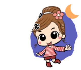 🌙 desenho animado, menina, fofo, adesivo telegram sticker