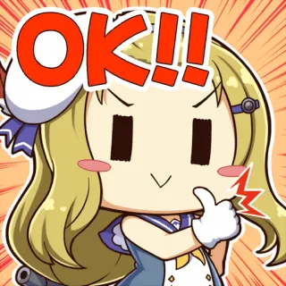 👍 OK!! Anime, Chibi, Leuk, Kawaii, OK, Goedgekeurd telegram sticker