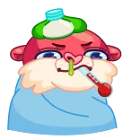 🤒 doente, doente, constipação, gripe, desenho animado, termômetro, dor de cabeça whatsapp sticker