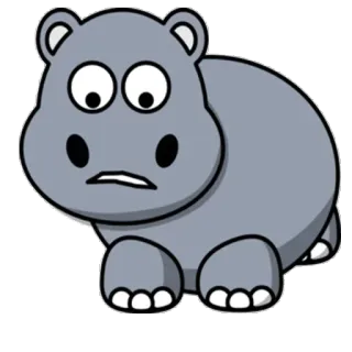 😙 ฮิปโป, สัตว์, การ์ตูน, น่ารัก, สัตว์เลี้ยงลูกด้วยนม, สีเทา telegram sticker