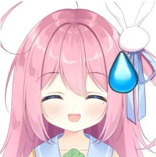 😅 Anime, Kawaii, Mono, Pelo rosa, Lágrima, VTuber whatsapp sticker