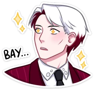 🤩 BAY... аниме, блестки, мужчина, лицо telegram sticker