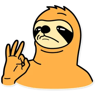 👌 ленивец, животное, знак ок, мультфильм, смешной, мем whatsapp sticker
