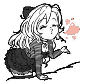 😘 Anime, Cartone animato, Bacio, Cuori, Carino, Ragazza, Kawaii whatsapp sticker
