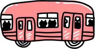 🚇 train, chats, dessin animé, transport, kawaii, autocollant telegram sticker
