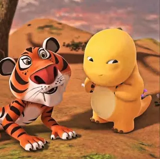 🧽 tigre, dinossauro, desenho animado, animais telegram sticker