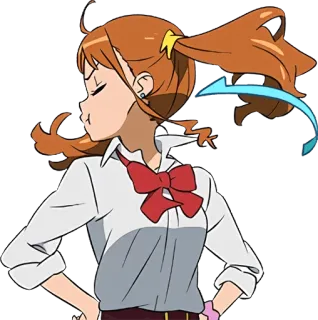 😤 Anime, Écolière, Queue de cheval, En colère, Dessin animé telegram sticker