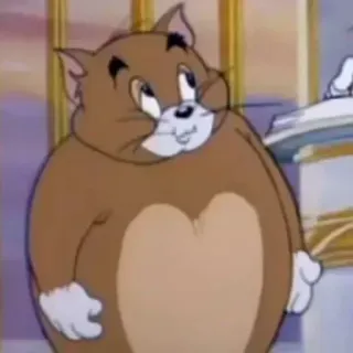 ➰ gato, dibujos animados, gordo, Tom y Jerry, animal, regordete, personaje telegram sticker
