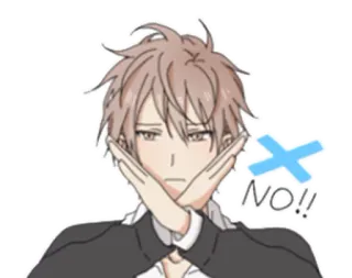 😐 NO!! Anime, Nein, Verweigerung, Ablehnung, Kreuz, Aufkleber whatsapp sticker