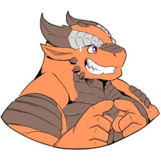 😅 Anthro, Dragon, Fantasy, Personnage, Orange telegram sticker