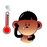 🥵 ป่วย, ไข้, ปรอทวัดไข้, การ์ตูน, อาการป่วย, สุขภาพ, การแพทย์ telegram sticker