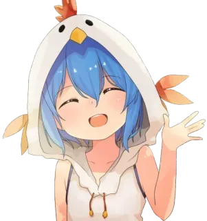 👋 Anime, Lindo, Chica, Pollito, Sudadera con capucha, Feliz, Saludar whatsapp sticker
