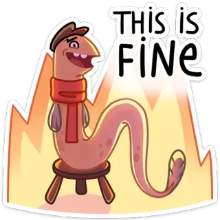 ☺ THIS IS FINE ổn thôi, meme, phim hoạt hình, meme trên mạng, tinh thần lạc quan, sự chấp nhận, tính hài hước telegram sticker
