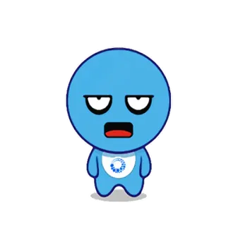 😑 Cartone animato, Personaggio, Blu, Semplice, Divertente, Emoji telegram sticker