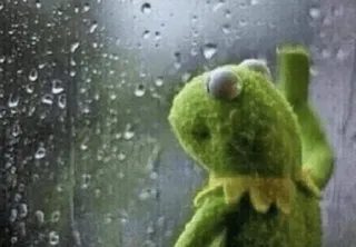 😢 Kermit the Frog kermit, triste, grenouille, pluie, marionnette, muppets telegram sticker